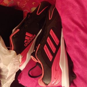 Adidas Pure Hustle Girls Baseball Cleats Size 2 Black and Pink
